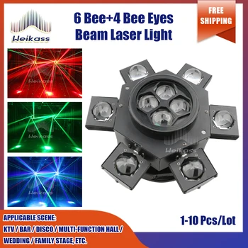 0 Davčne 1-10 Novo Čebel Oči Lasersko 6 Roke Žarek RGBW Led Moving Head Light Z DMX Kontrola Disco Party Božični Priporočam