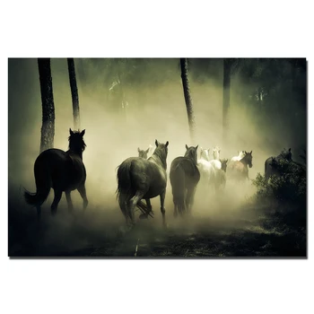 1 Kos Skandinavski Slog Živali Platno Slikarstvo Gozdni Konj HD Plakat Wall Art Slik, Tiskanje za dnevno Sobo