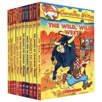 10 Knjig/set Geronimo Stilton 21-30 Humor Avanturo Raziskovanje Stripov Fikcija Staršev Otrok, Otroci Zgodbo angleški Sliko Storybook