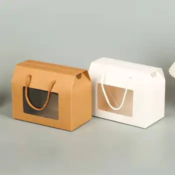 12Pack Škatel Recikliranih Kraft Darilo Polje Sladkarije Zdravljenje Škatle z Okna Goodie Darilo Škatle za Poroko, Rojstni dan Baby Tuš