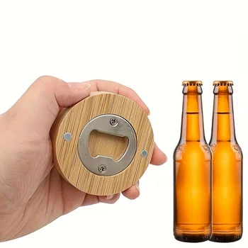 1pc Bambusa, Odpirač za Steklenice, Okroglo Obliko Železnica Hladilnik Magnet Dekor Pivo Odpirač za Dekoracijo Pivo Steklenica Odpirač Obrti Poroko Uslug