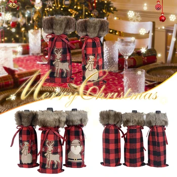 1Pc Božični Okraski Santa Claus Snežaka Elk Steklenico Vina Zajema Vrečko Za Dom Božič, Novo Leto Navidad Noel Dekor