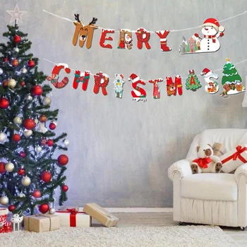 1set Vesel Božič Banner Set Risanka snežaka, Santa Claus slog Božič, Novo Leto pismo visi okraski Božič Stranka Dobave