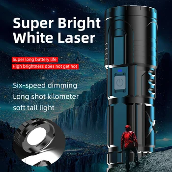 2000LM Super Svetla Svetilka 6 Načini Zoom Baklo TIP-C Polnjenje 18650 5.91 v Prostem Ribolov Taktično Beli Laserski Močno Svetlobo