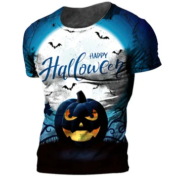 2022 Halloween Buče T-Shirt za Moške Kopalke starši-Otrok, Božični Krog Vratu Hip Hop Top Kratek Rokav Ulica Plus Velikost Majica