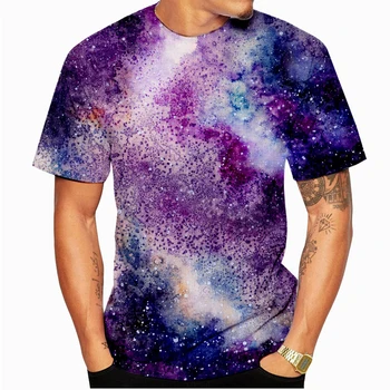 2023 Nova Modna Majica s kratkimi rokavi Moški 3D Pisane Tiskanja Grafika Zvezdnato Nebo Tee Srajce za Moške