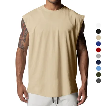 2023 Novo Mens T-shirt Mišice Moški Šport in Prosti čas brez Rokavov Barva Majica Mens Telovnik