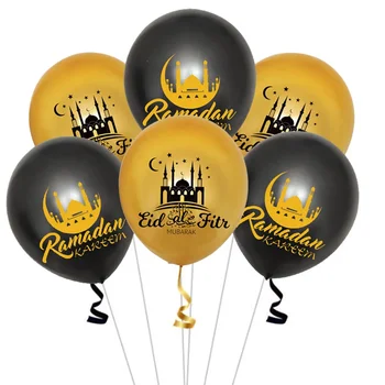2024 Eid Balon Mubarak Luna Star Balon Bližnjem Vzhodu Ramadana 12 Zlati Black Latex Ballon Vesel Eid Al-Fitr Stranka Dekor
