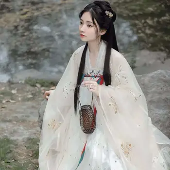 2024 jeseni novi kitajski slog sodobnega izboljšano hanfu obleko dnevno hanfu obleko jeseni novo dekle elegantno ženske hanfu obleka komplet