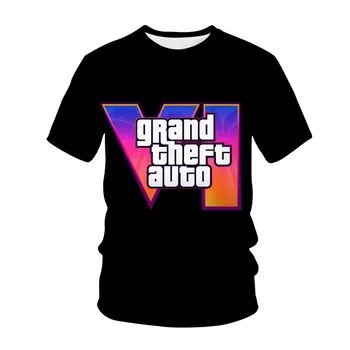 2024 Nove Vroče Prodajo Igra Grand Theft Auto GTA 6 T-Majice Igro 3D Tiskanja Ulične Moški Ženske Priložnostne Hip Hop Prevelik Otroci Oblačila