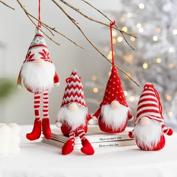2Pcs/set Božič Srčkan Gnome Santa Božič Visi Drevo Ornament Dekoracijo za Dom Navidad 2023 Božič Dom Obesek Darila