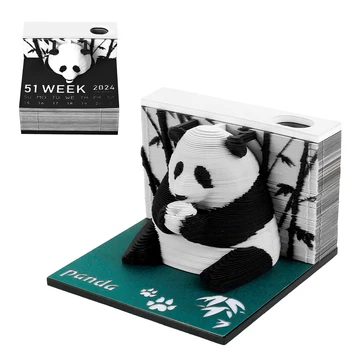3D Desk Tedenski Koledar Ustvarjalne Panda Memo Pad Trganje-Stran 3D Art Note Pad DIY 3D 2024 Tedenski Koledar, Papir, Carving Umetnosti za Dom