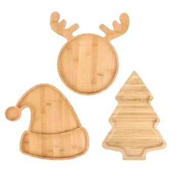3PCS Božič Lesena, ki Služijo Pladenj je Leseno Ploščo, Tabela, ki Služijo Krožnik za Božič DIY Edinstvena Hrana Torto Malico Sadje