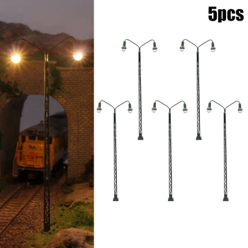 5Pcs Model Railroad Luči Predalčni-Jambor Svetlobe Merilnik H0 1:87 LED-Luči Postavitev Stavbe Vlak Krajine Pribor Ulica-Lučka