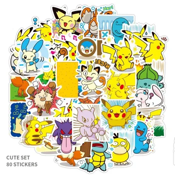 80pcs Novo Pokemon Nalepke Grafiti Vode Pokal Loptop Avto Dekorativni Kawaii Anime Risanke Nalepke Igrače za Otroke Cute Darila