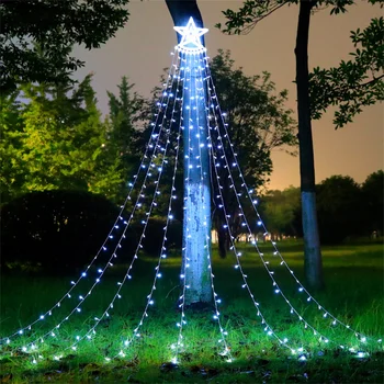 9X3.5M na Prostem, Božični Okraski, Star Niz Luči 350 LED Slap Drevo Luči Božič Zvezda Ledenica Luči za Vrt Dekor