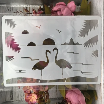 A4 29 cm Jezero Flamingo Nekaj DIY Layering Matrice Stensko Slikarstvo Album Kolorit Reliefi Album Dekorativni Predlogo