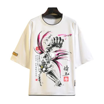 Anime En Udarec Moški T-shirt Saitama Moški ženske Tshirt Vrhovi Priložnostne Črnilo pranje slikarstvo majica s kratkimi rokavi