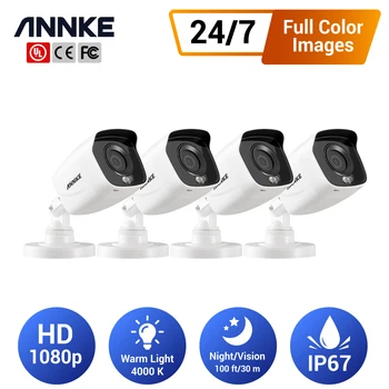 ANNKE 1080P Varnostne Kamere za Nadzor Sistema s 24/7 vse Barve Slike IP66 Prostem Nepremočljiva CCTV Kamere 4PCS