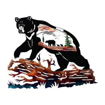 AT69 -Kovinski Dekor Nosi Kovinsko Steno Umetnosti Drevo Osebnost Črni Medved Živali Dekoracijo za dnevno Sobo Kovinski Art Dekor
