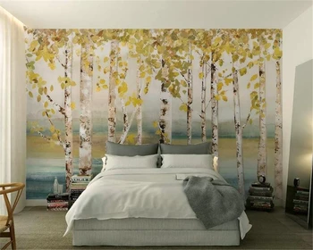 Beibehang ozadje po Meri bela breza gozd slikarstvo TV ozadju stene dnevna soba, spalnica ozadju freske 3D ozadje