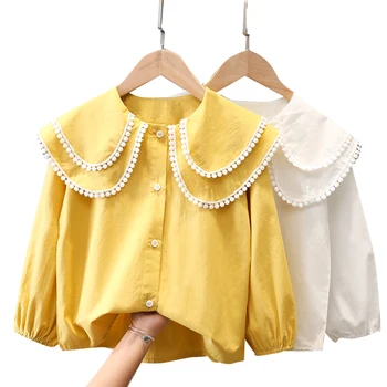 Dekleta Belo Bluzo Barva Bluzo Dekle Pomlad Jesen Bluze Otrok Za Dekleta Priložnostne otroška Oblačila Dekle 6 8 10 12