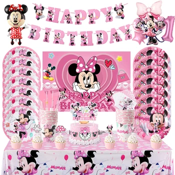 Disney Minnie Mouse Rojstni Dekor Balon Razpoložljivi Namizna Minnie Papir, Tablice Napkin Baby Tuš Rojstni Dan, Poroko Dec