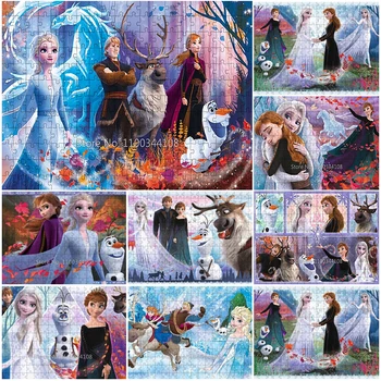 Disney Zamrznjene 35/300/500/1000 Kos Uganke Cartoon Princeso Elsa Ana Sestavljanke Dekleta Ročno Hobiji Otroci Izobraževalne Igrače