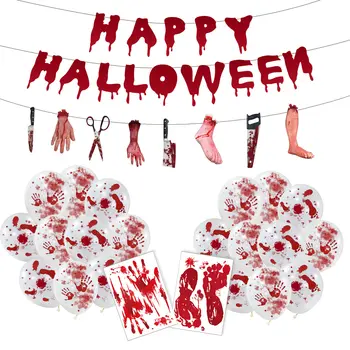 Halloween Scary Handprint Amp Odtis Krvavo Pattered Latex Baloni Nastavite Banner Balon Za Noč Čarovnic Doma Dekor