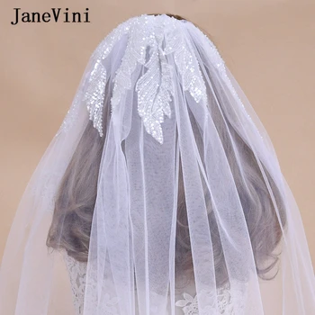 JaneVini 2020 Moda Eno Plast Poročne Veils Til 3M Slonovine Poročni Veil Glavnik z Bleščicami Beaded Katedrala Poročni Dodatki