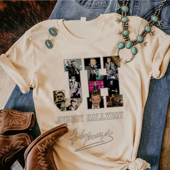 Johnny Hallyday vrh ženske Y2K tshirt ženske grafični oblačila