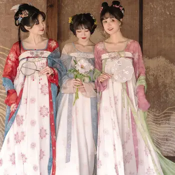 Kitajski Obleko Tradicionalnih Hanfu Obleka Ženske Obleke iz Enega kosa Prsih Dolžino Krila Starodavno Obleko Izdelano V Tang Dinastije Kostum