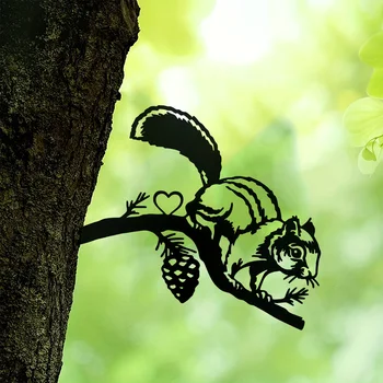 Kovin, Železa Chipmunk Silhueto Vrt Deležev Vrt Ornament, Ustvarjalne Chipmunk Design na Veji Vrt Kip Prostem na Dvorišču