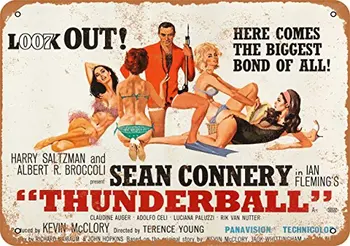 Kovinski Znak - 1965 James Bond Thunderball - Vintage Videz Stenski Dekor za Cafe Bar Pub Domače Pivo Dekoracijo Obrti