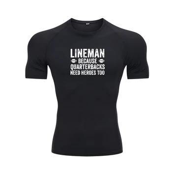 Lineman Ker Quarterbacks Treba Junaki Nogomet Linemen T-Shirt Debelo po Meri Tshirts Bombaža Moške Vrhovi Srajce po Meri