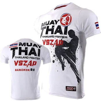 Moške Muay Thai T Shirt Poletje Dihanje Hitro Suhe Tees Tek Fitnes Športna Kratek Rokav na Prostem, Boks, Rokoborba Trenirke
