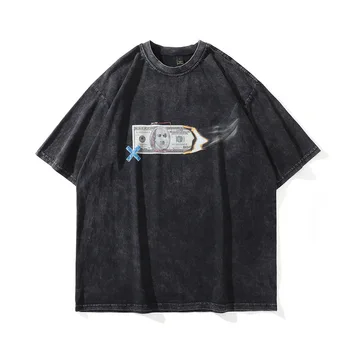 Moški Harajuku Black Oprati T-Shirt Hip Hop Ulične Japonske Anime Grafični T Shirt Bombaž Priložnostne Tshirt Poletje Kratek Rokav Vrhovi