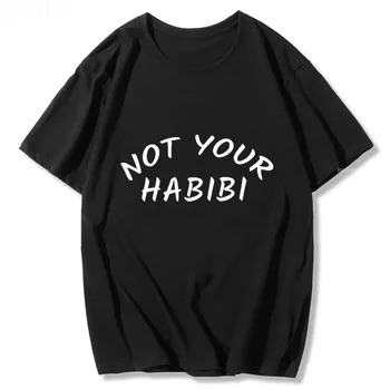 Ne Habibi Risanka Črko T-shirt Moški Ženske Hip Hop Prevelik Priložnostne T-shirt Visoke Kakovosti Poletje Kratek Slevee Ulične