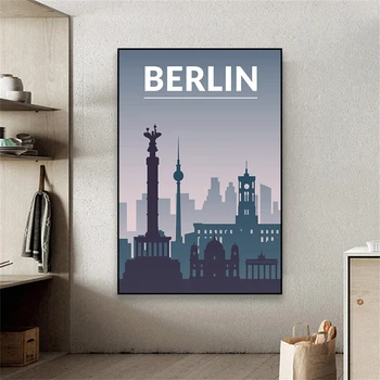 Nemški Retro Stil Potovanja Plakat Mesta Berlin Wall Art Tisk Urad Za Dekoracijo Sten Pokrajine Art Platno Slikarstvo Sobi Doma Dekor