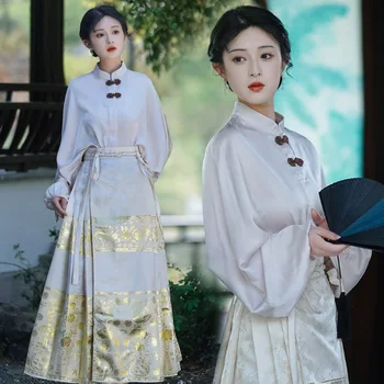 Novi Kitajski Slog Hanfu Song Dinastije Hanfu Obleko Konj Obraz Nabrano Krilo Vintgae Elegantno Vzhodni Tradicionalna Oblačila Vestidos