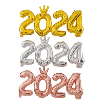 Novo Leto 2024 Številko Folija Baloni Rose Zlato, Srebro Balon Srečno Novo Leto, Božič Stranka Okraski Za Dom Navidad Dobave