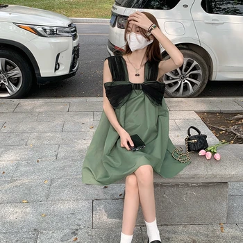 Obleka Brez Rokavov Ženske Poletje Mehko Lok Street Nositi Nov Prihod Priljubljena Trendy Korejskem Slogu Ins Mlade Dame Mini Seksi Prijetni Seksi