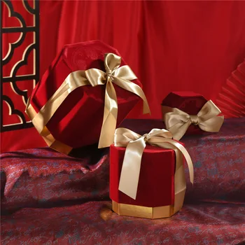 Octagonal Darilo Škatle s Pokrovom Flanela šatulji z Trak Lok Poroko Sladkarije Zdravljenje Škatle svate Korist rojstne dneve Poročne