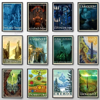 Platno Slikarstvo Nordijska Letnik Potovanja Plakatov in Fotografij Tolkien Middle Earth Krajine LOTR Umetnosti Stenske Slike Dnevna Soba Dekor