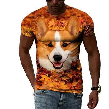 Poletje Moda Srčkan Kuža Slika T-Majice Za Moške Priložnostne 3D Tiskanja Tees Hip Hop Osebnost Krog Vratu Kratek Rokav Vrhovi