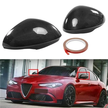 Pravi Ogljikovih Vlaken Avtomobilska Vrata, Stranska Ogledala Pokrov Rearview Mirror Kritje Za Alfa Romeo Giulia Quadrifoglio 2017-2021