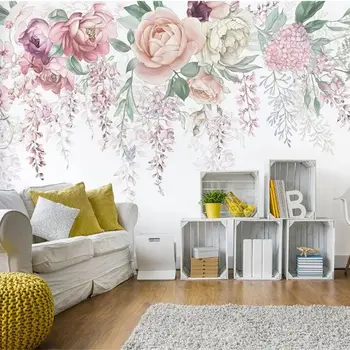 Prilagodite ozadje 3d ročno poslikano retro rose cvet TV ozadju stene lобои iving soba, spalnica restavracija de papel parede