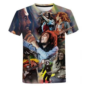 Reggae Bob Marley za moške in ženske veliko reggae T-majice, kratek sleeved hip-hop priložnostne majice, Harajuku ulica oblačila