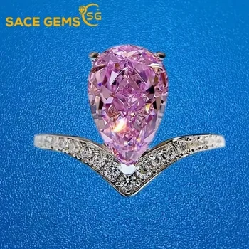 SACEGEMS GRA Certified 1CT Roza Moissanite Obroč VVS1 Lab Diamond Solitaire Ring za Ženske Angažiranosti Poročni prstan Nakit