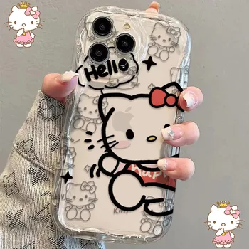 Sanrio Anime Hello Kitty IPhone15 14 13 12 11 Pro Max Primeru Telefon Polni Paket, Soft Shell Za Preprečevanje Padcev, IPhone Zajema Darilo Igrače